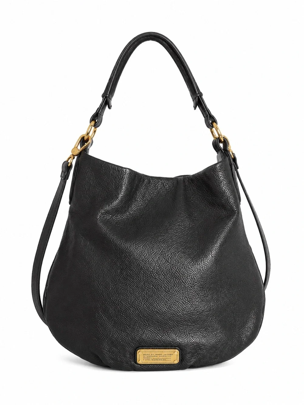 Marc Jacobs Black pebble Leather Hobo Crossbody Bag Large Shoulder bag